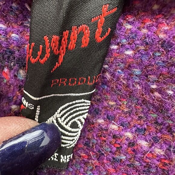 VTG Welsh Woollens by Tregwynt 100% Wool Jacket Full Zip Hooded Womens XL Purple - Picture 12 of 13